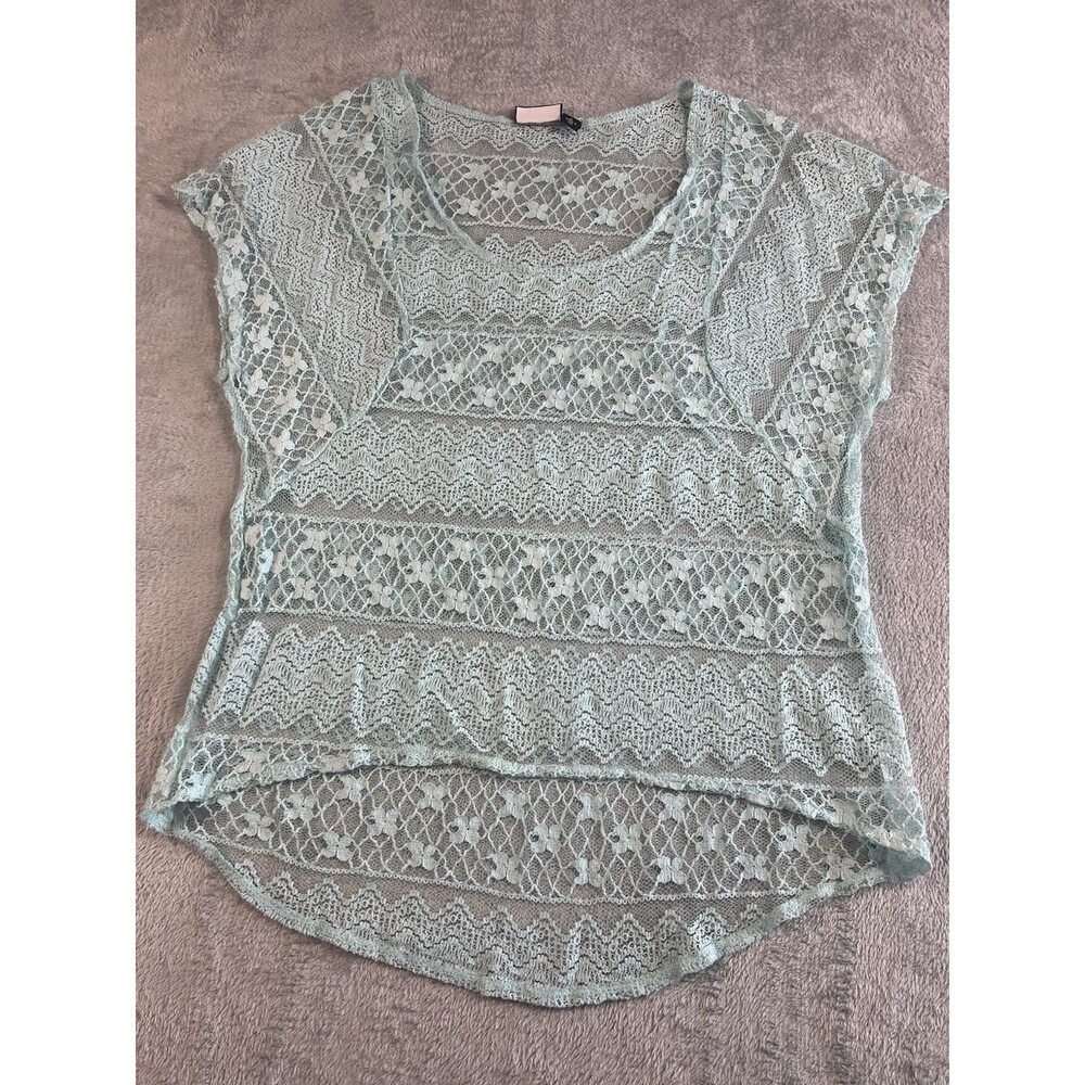 Vintage Y2K Allen B Sheer Lace  Top Large Whimsigoth Fairy Feminine Delicate
